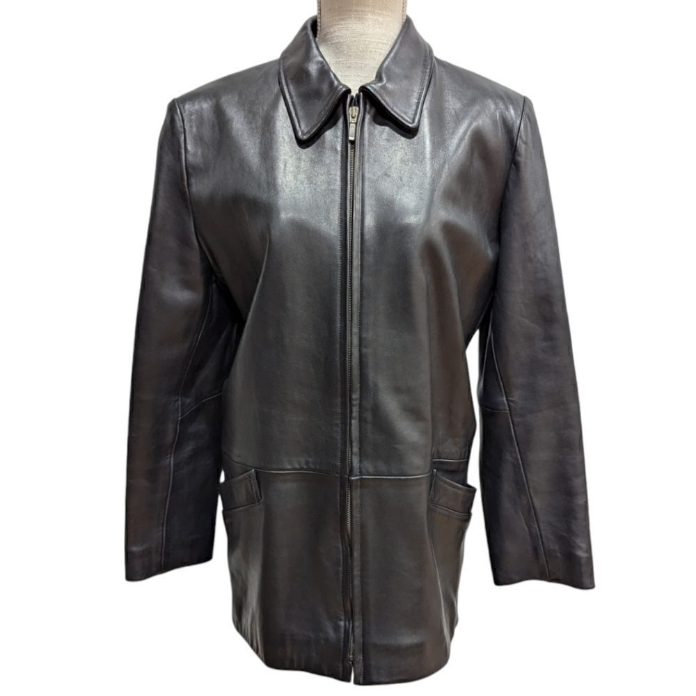 VTG Y2K Golden Bear San Francisco Women's M Leather Hip Length Zipper Jacket